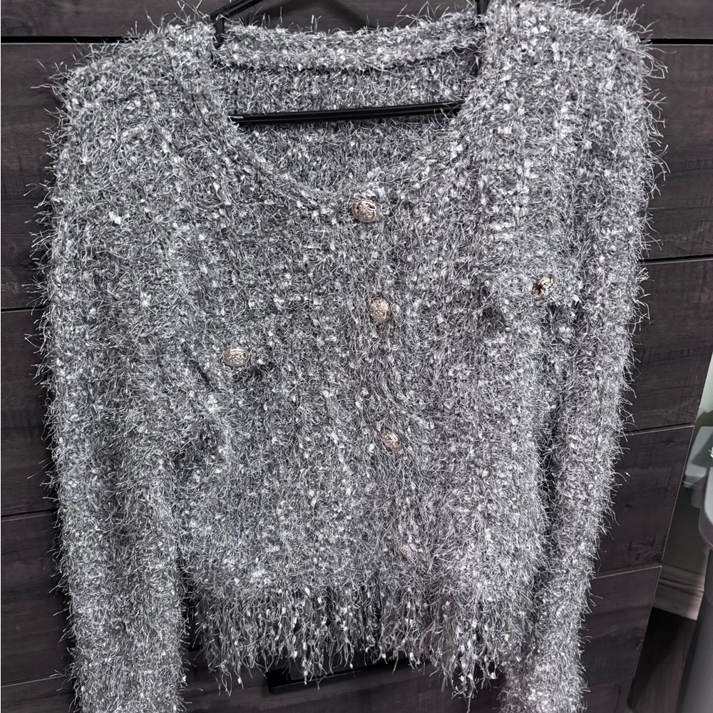 Cider Silver Textured Cardigan